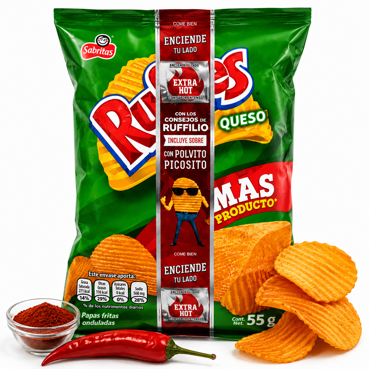 Sabritas Ruffles Queso con Polvito Picosito